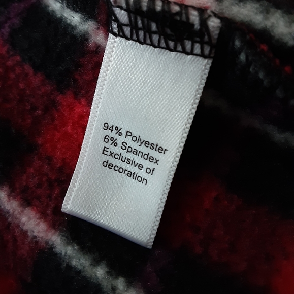 DKNY Red Plaid Long Sleeve Plush Shirt Sz M - Picture 8 of 9